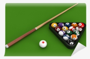 Glossy Billiard Balls Set With Cue Wall Mural • Pixers® - Cue Sports