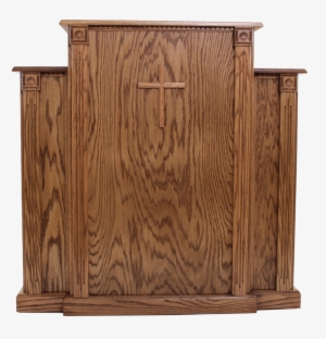 Church Wood Pulpit With Cross, Fluting And Scrollwork - Pulpit