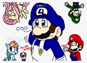 Simple Background, Smg4, Super Mario Bros - Mario And Luigi Rainbow Dash And Fluttershy