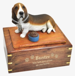 Basset Hound Dog Urn Engraved With Gold - Dog Urns Engraved