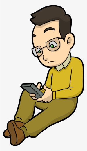 Open - Guy Texting Cartoon