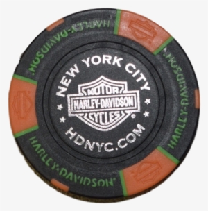 Nyc Black/orange/green Poker Chip - Pin Usa Harley-davidson Americana Flag With B&s