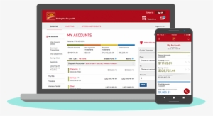 Smartphone And Desktop Screens Displaying Online Banking - Online Banking