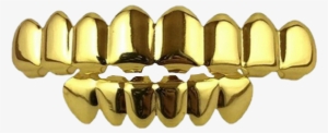 Freetoedit Gold Grill Gangster Teeth - 24k Gold Plated 8 Tooth Grillz + 2 Extra Moulding Bars