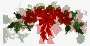 Garland Free Png Image - Red Christmas Flowers Png