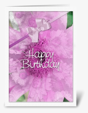 Pink Daisy Design, Happy Birthday Greeting Card - Greeting Card