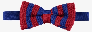 Knitted Bow Tie Blue Red - Knitted Bows Png