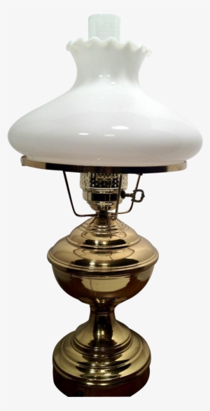 Lamp Brass Electric Table Lamp White Milk Glass Globe - Milk Glass