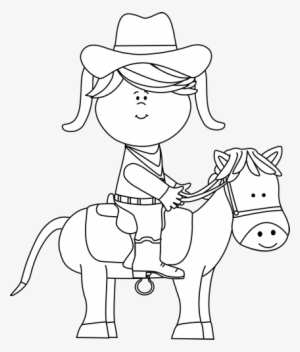Western Clipart Black And White - Black And White Cowgirl Clipart