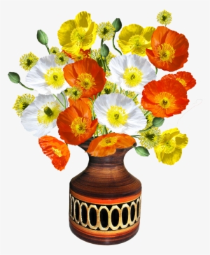poppies vase flower - bunga dan vas png