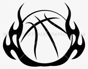 Basketball Tribal Flames - Flaming Basketball Clipart