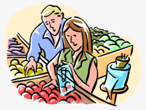 Store Clipart Grocery Shopper - Couple Grocery Shopping Cartoon