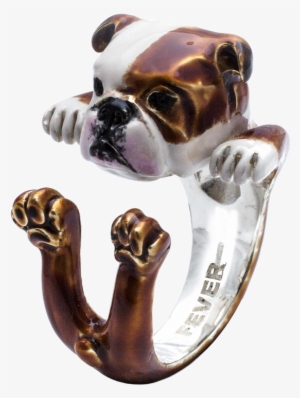 Dog Fever Enamel Hug English Bulldog Ring