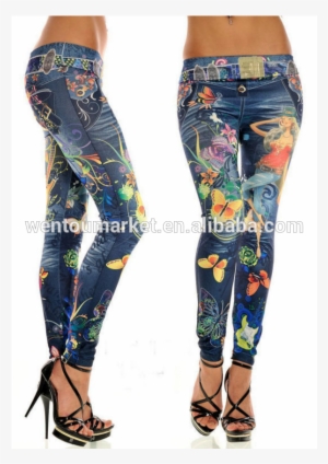 New Arrival Imitation Women Printed <strong>jeans</strong> - Leggings Donna Tattoo
