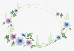 Oval Floral Frame - Flower Frame Blue