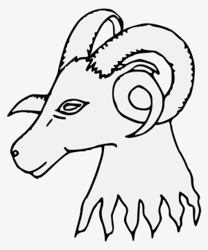 Ram's Head Erased - Line Art