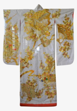 Lovely Japonisme Kimono In Gold From Early 20th Century - Board Short