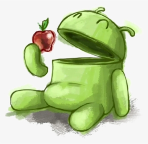 Andro#eats Apple Transparent Png - Android Guy Eating Apple
