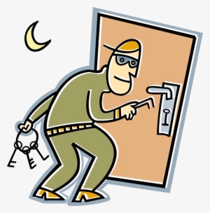 Vector Illustration Of Criminal Burglar Thief Breaks - Criminal Clipart
