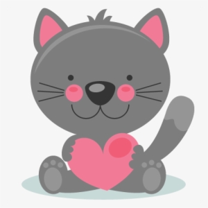 Cute Valentine Kitty Scrapbook Cuts Svg Cutting Files - Valentines Cat Clip Art