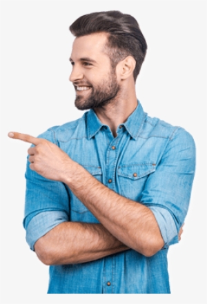 Man Pointing Mobile - Stock Photography