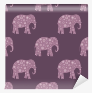 Seamless Pattern With Elephants And Flowers - Wallpaper