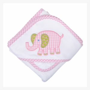 Pink Pastel Elephant Hooded Towel & Washcloth Set - Flower