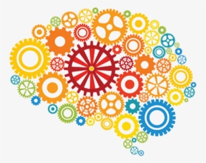 Colored Gears In The Shape Of A Brain - Brain Gears Png
