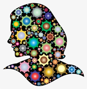 Brain Gears Png Download - Rainbow Geared Woman Silhouette Round Ornament