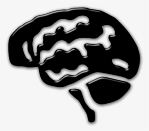 066067 Rounded Glossy Black Icon People Things Brain - Brain Icon