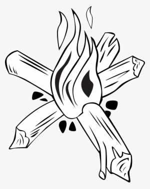 Cranes Campfire Clipart - Fire Log Coloring Page