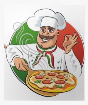 Vector Illustration Isolated On A White Background - Pizza Chef Vector