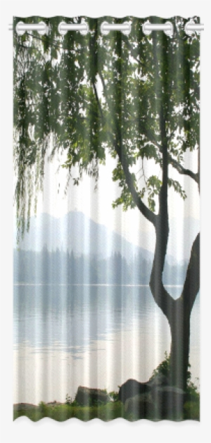 Weeping Willow Mountian View New Window Curtain 50" - Weeping Willow Lake Mountain Landsc Shower Curtain