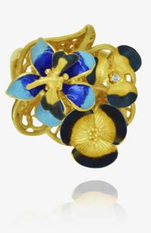 Golden Filigree Ember Blossom Ring - Brooch