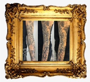 Angel Wing Freehand Tattoo - Gold Art Frame