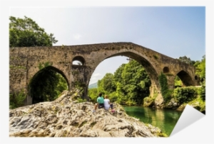 Old Roman Stone Bridge In Cangas De Onis , Spain Sticker - Cangas De Onís