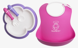 Babybjörn Baby Feeding Set, Baby Plate, Spoon And Fork, - Baby Feeding Set (pink/purple)