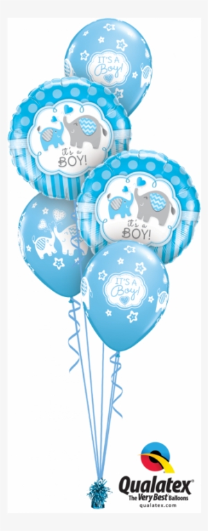 S A Baby Boy Classic Bouquet New Baby Balloons - Qualatex 18 Inch Round Foil Balloon - Its A Boy Eleph