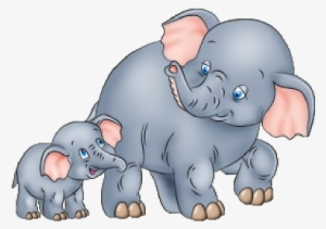 Cute Baby And Momma - Mother And Baby Elephant Clipart