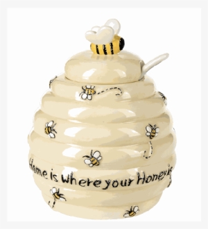 Honey Pot With Spoon - Ganz Honey Jar, Home Is Where Your Honey Is (er37138)