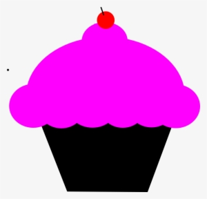 Black And Pink Cupcake With Cherry Clip Art - Clip Art