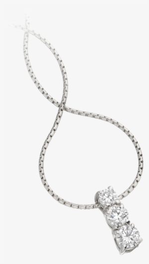 A Timeless Three Stone Diamond Necklace In 18ct White - 18ct White Gold Necklace