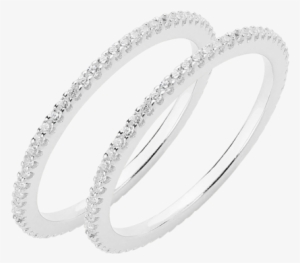 Two Thin Sterling Silver Cz Band Rings - Silver Thin Ring Pack