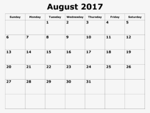 Printable August 2017 Calendar Template Images
