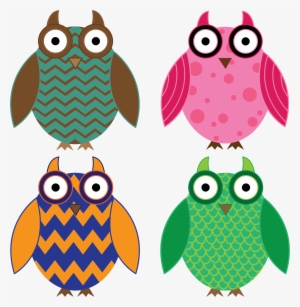 This Free Icons Png Design Of Four Colorful Owls