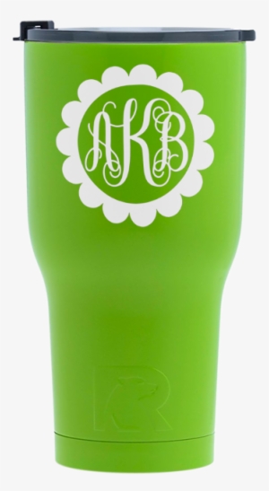 Lime Green With White Tumbler - Monogram #2 - Monogrammed Shirts For Girl