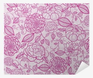 Vector Pink Lace Flowers Elegant Seamless Pattern Background - Art Print: Oksancia's Floral Line Art Seamless Pattern