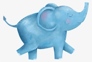 Pintado A Mano Azul Lindo Elefante Png Transparente - Drawing