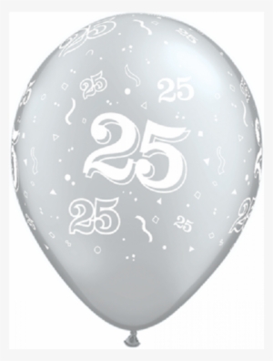 Latex 11" Print 25 Silver - Birthday Balloons