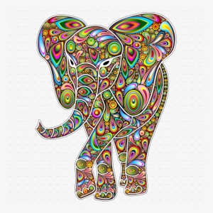 Drawn Asian Elephant Psychedelic